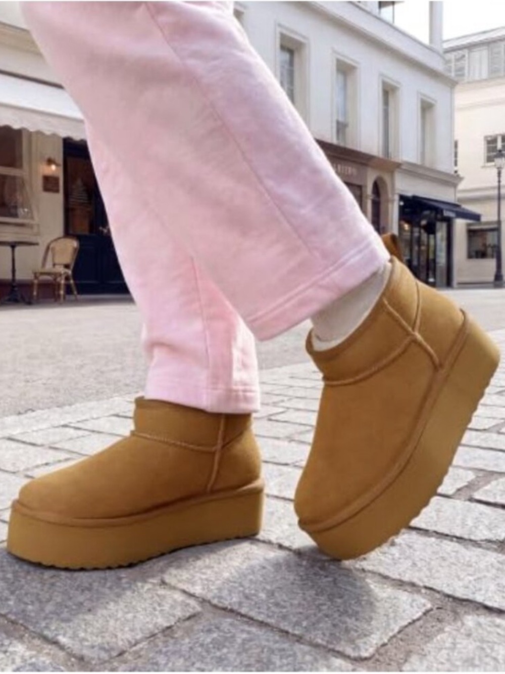 Temofon Platform Leather Ankle Boots